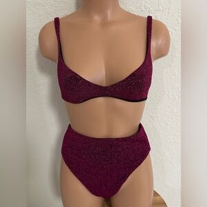 Alix NYC Alton glitter bikini set in magenta